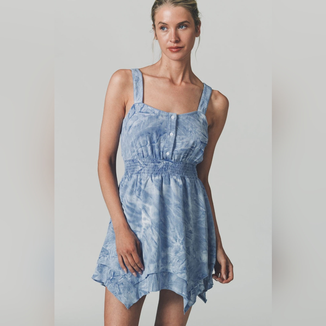 The Shirt Rochelle Behrens The Stephanie Dress Tie Dye Blue